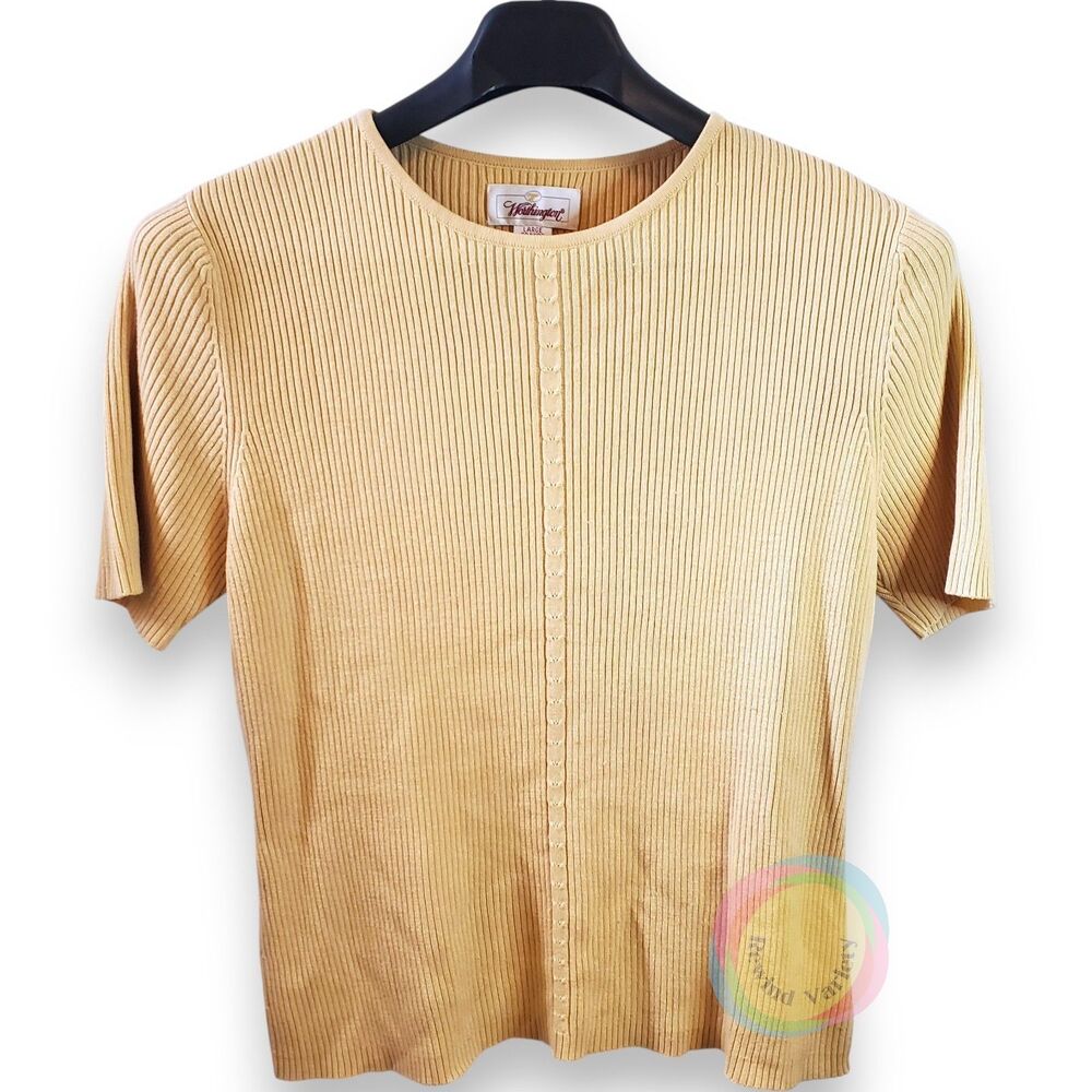 Vintage 90s Worthington Ribbed Short Sleeve Sweater Large